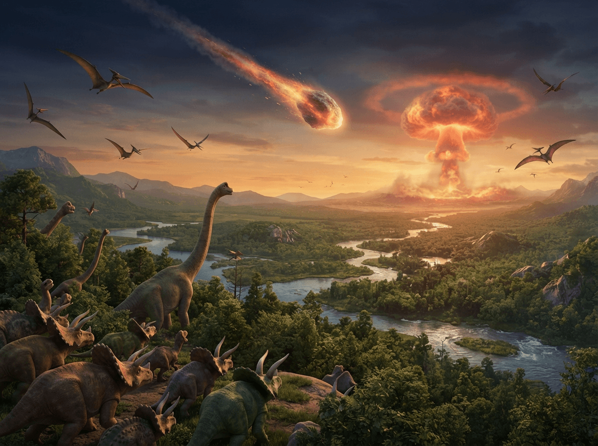 Dinosaur Extinction — child-safe 3D illustration