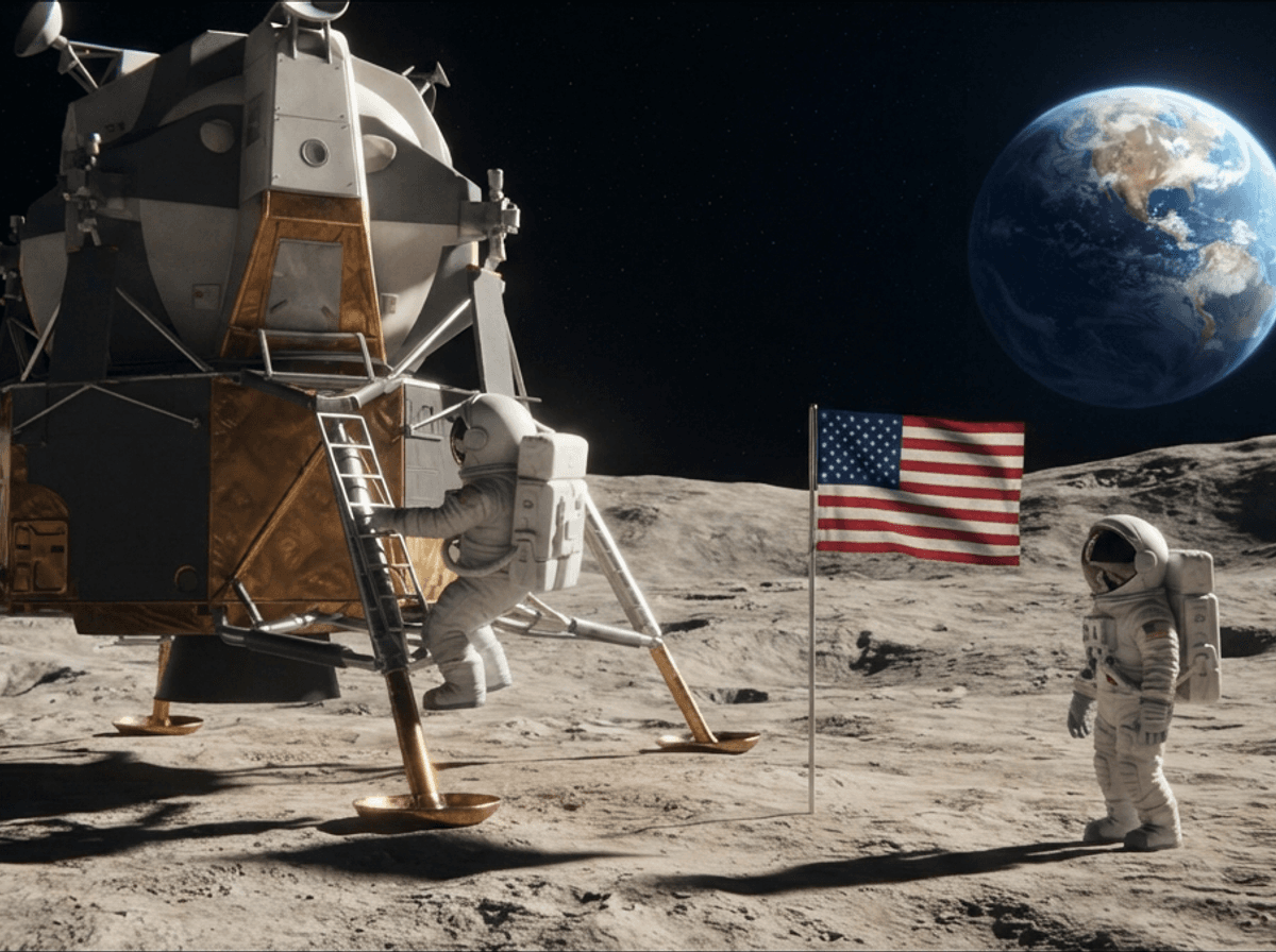 Apollo 11 — child-safe 3D illustration